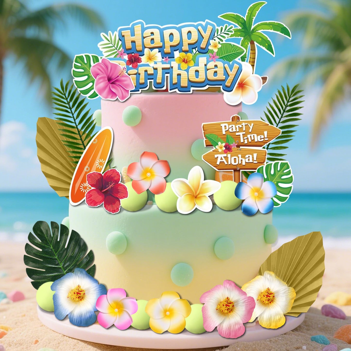 LAST HOE DOWN Hawaiian Cake Topper - Colorful Summer Cake Decorations