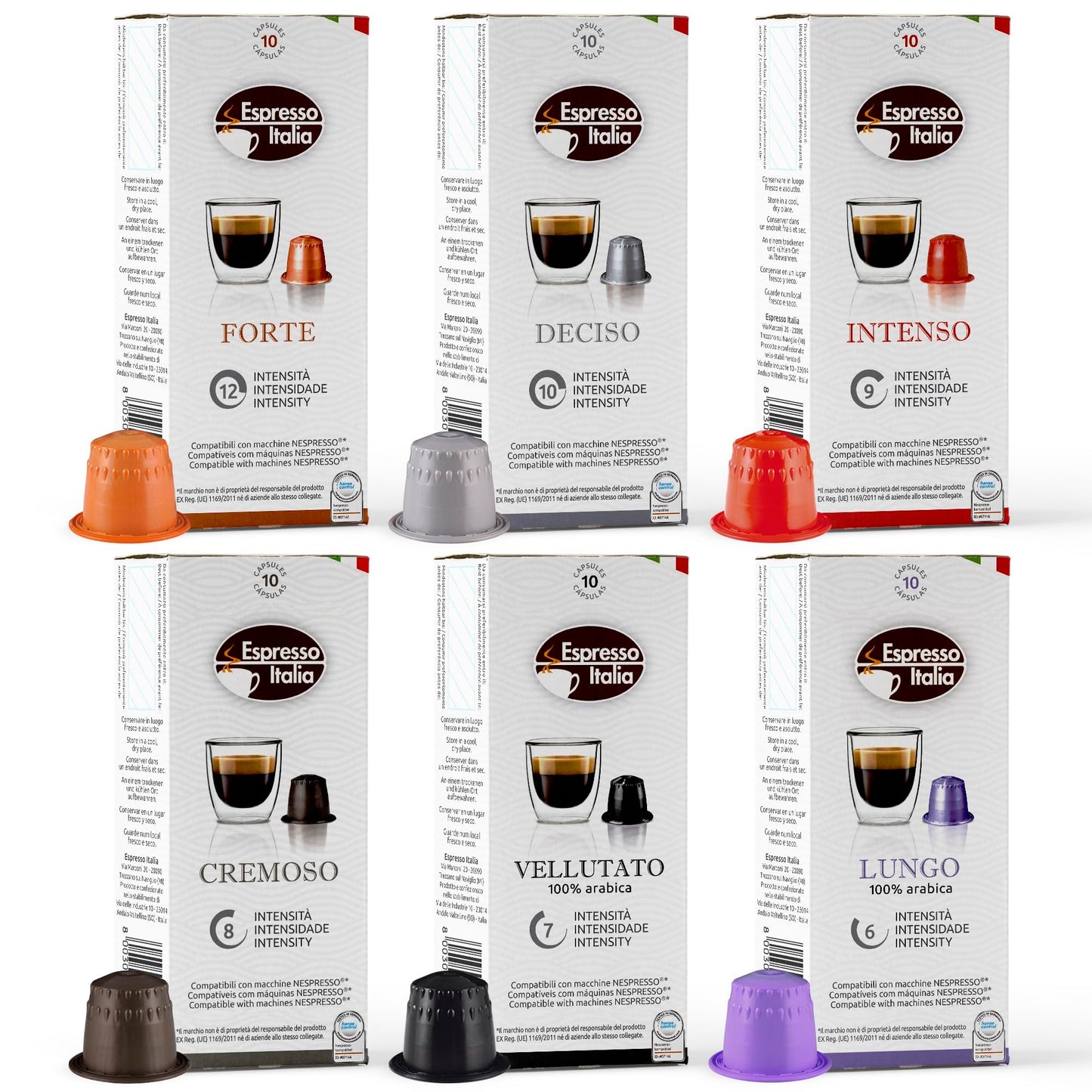 Espresso Italia Coffee Pods, Compatible with Nespresso Machines, Variety Pack, 100 Count, Coffee