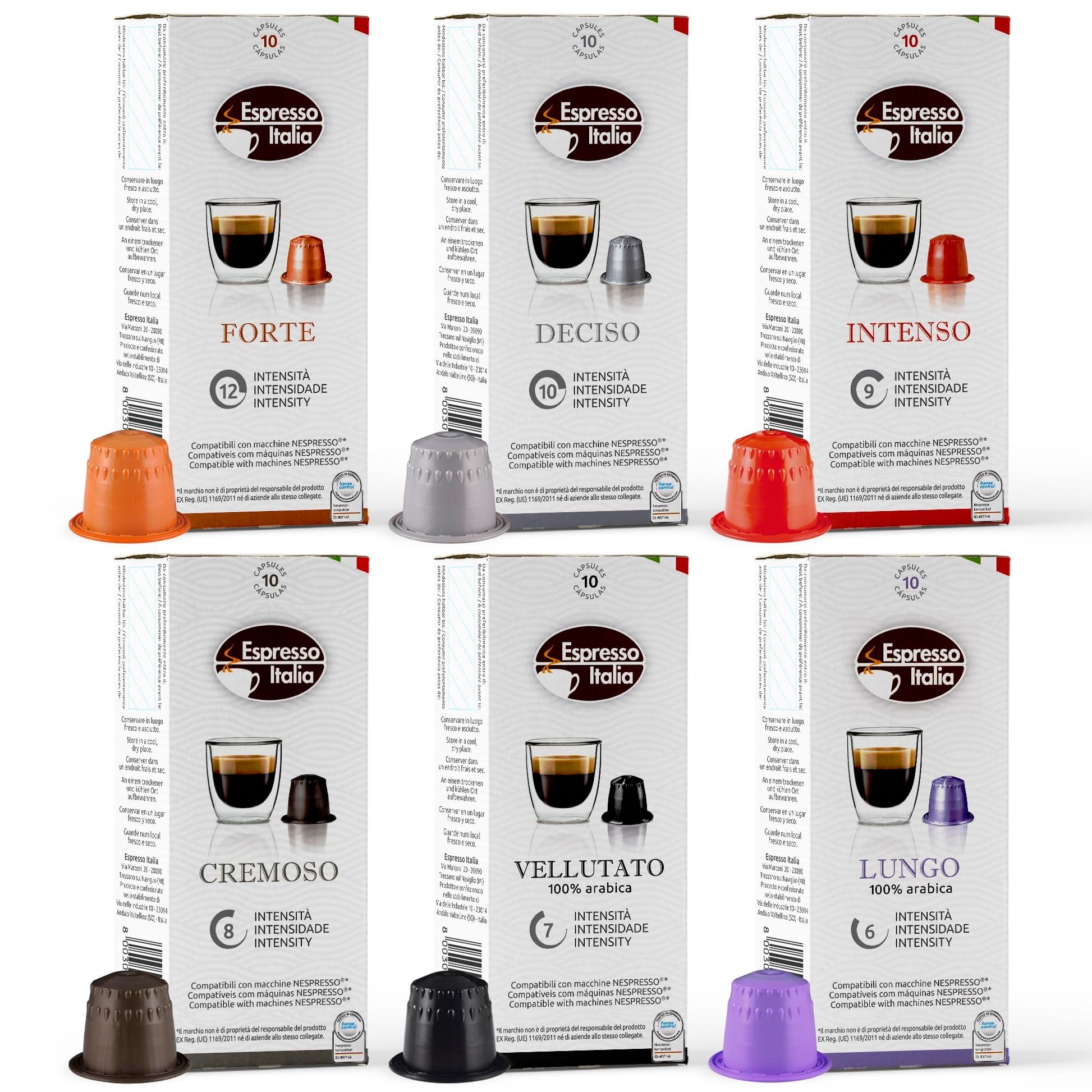 Espresso Italia Coffee Pods, Compatible with Nespresso Machines, Variety Pack, 100 Count, Coffee