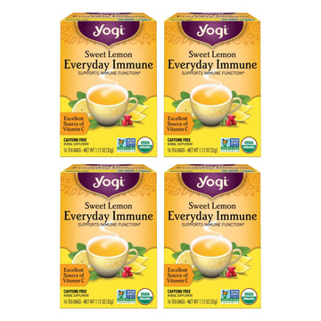 Yogi Tea Sweet Lemon Everyday Immune Tea - 16 Tea Bags Per Pack (4 Packs) - Daily Immune Support Tea - Delicious Lemon Tea Bags