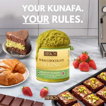 Brics Signature Dubai Kunafa Spread, 10 Fl Oz, Ready-To-Eat, Creamy Pistachio & Crunchy Knafeh Topping