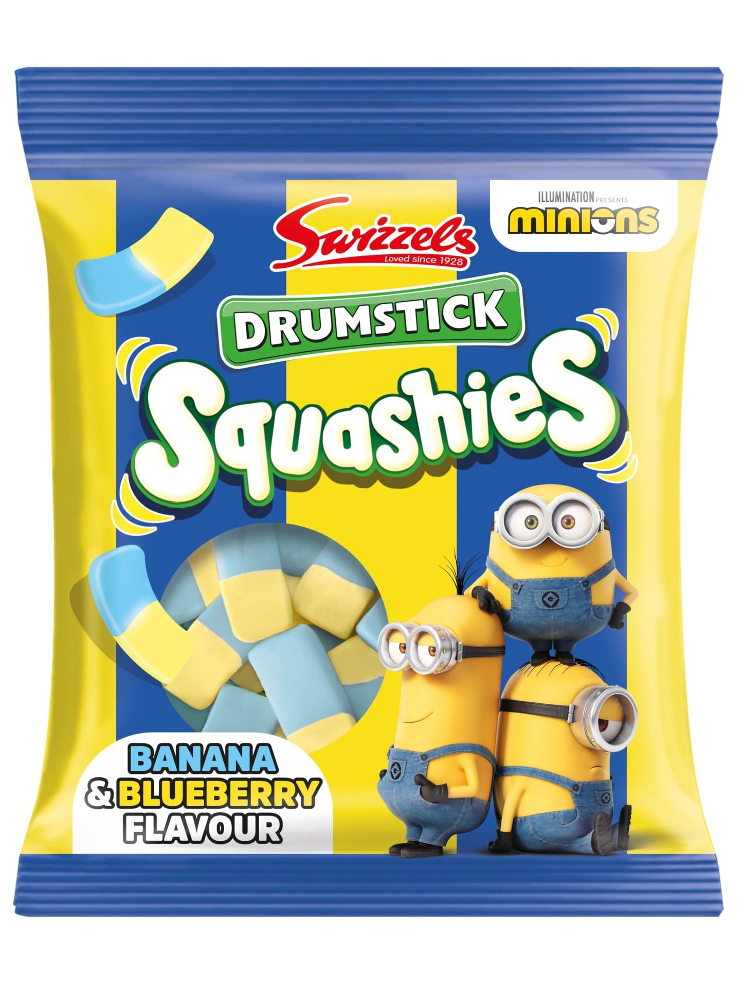 Swizzels Squashies Minion Sweets - Banana & Blueberry Flavour - Single Bag 120g