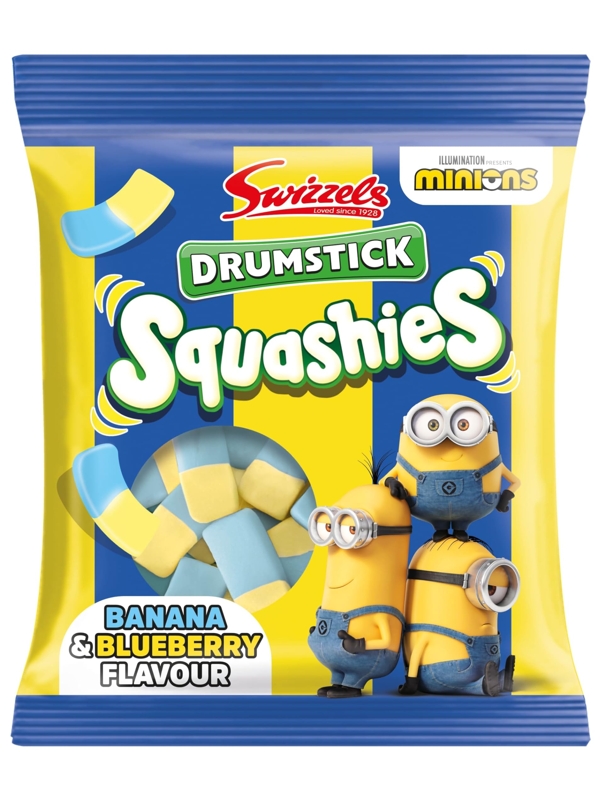Swizzels Squashies Minion Sweets - Banana & Blueberry Flavour - Single Bag 120g