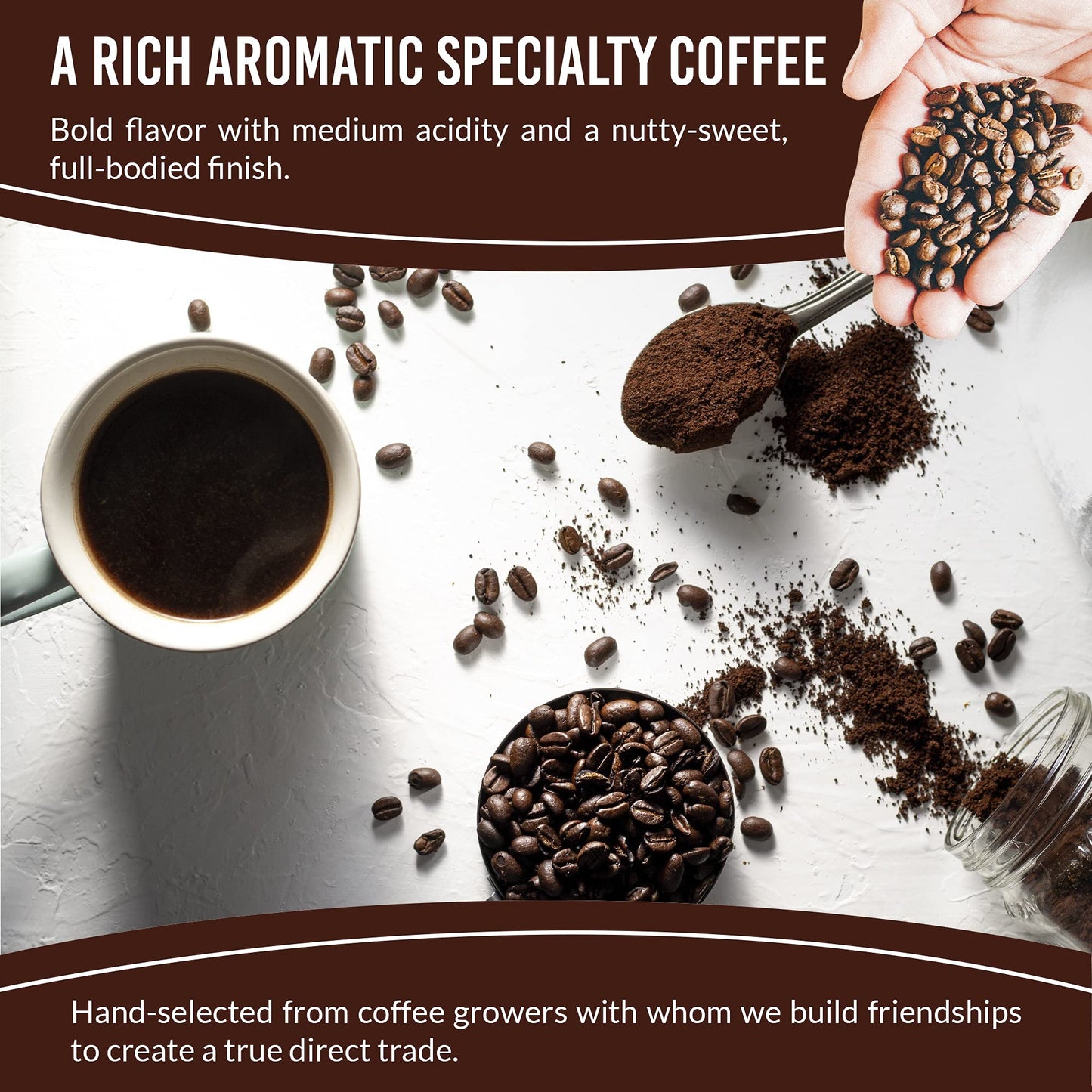 Aroma Ridge Whole Bean Coffee, Tarrazu Costa Rica, 16oz Medium Roast, Nutty-Sweet Aftertaste