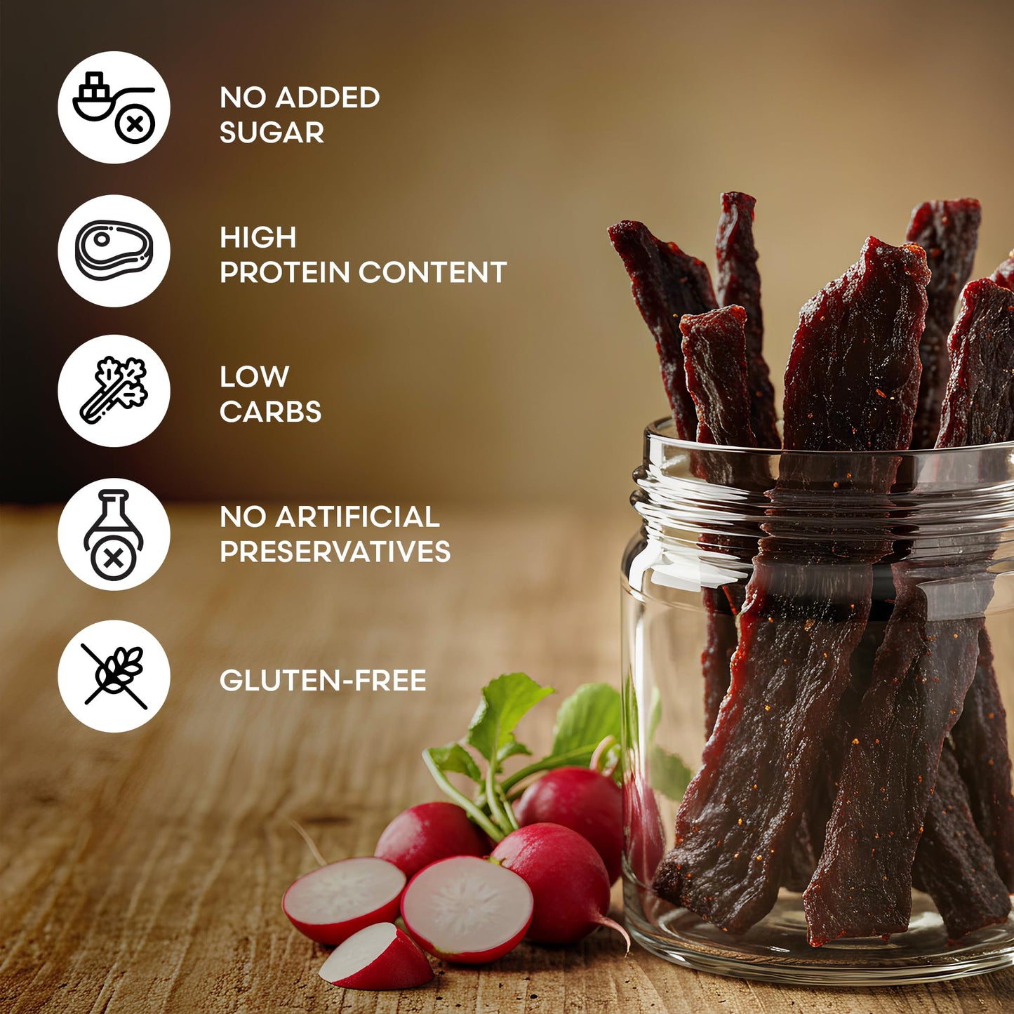Organic Bone Broth - Grass Fed And Sugar Free Beef Jerky | Low Calorie Snack, Keto Snack, High Protein Snacks- Quick Meals, Beef