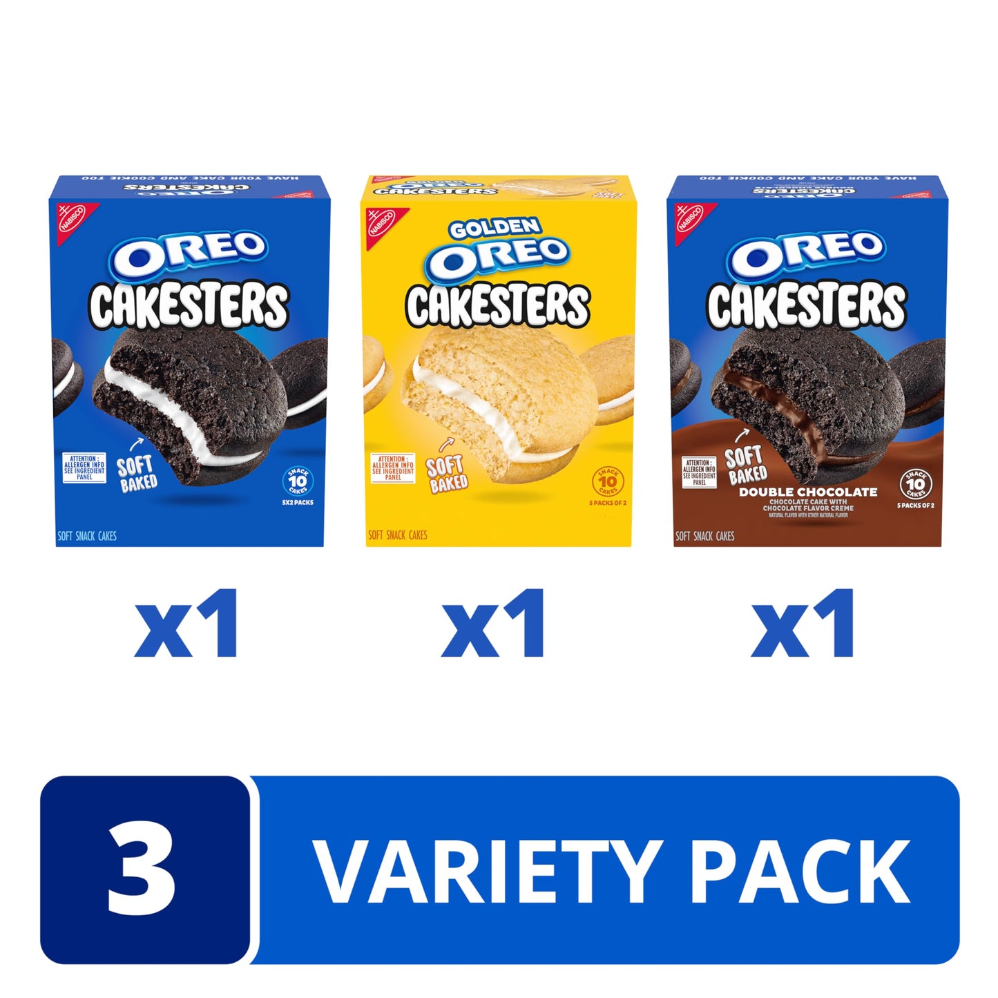 OREO Cakesters Soft Snack Cakes Variety Pack  Christmas Stocking Stuffers  3-5 Count Packs (15 Total Snack Packs  5 Per Flavor)