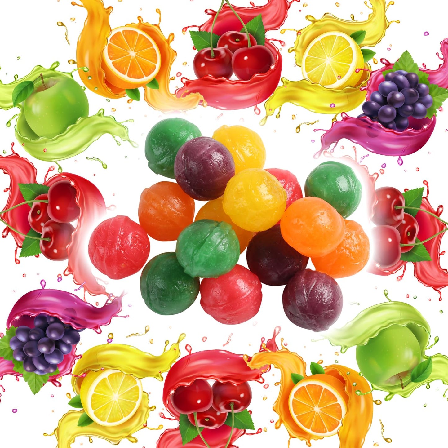 Hard Candy Fruit Balls - 4 Pounds - Individually Wrapped Bulk Candy - Fruity Hard Candies for Office, Desk, Calssroom - Colorful
