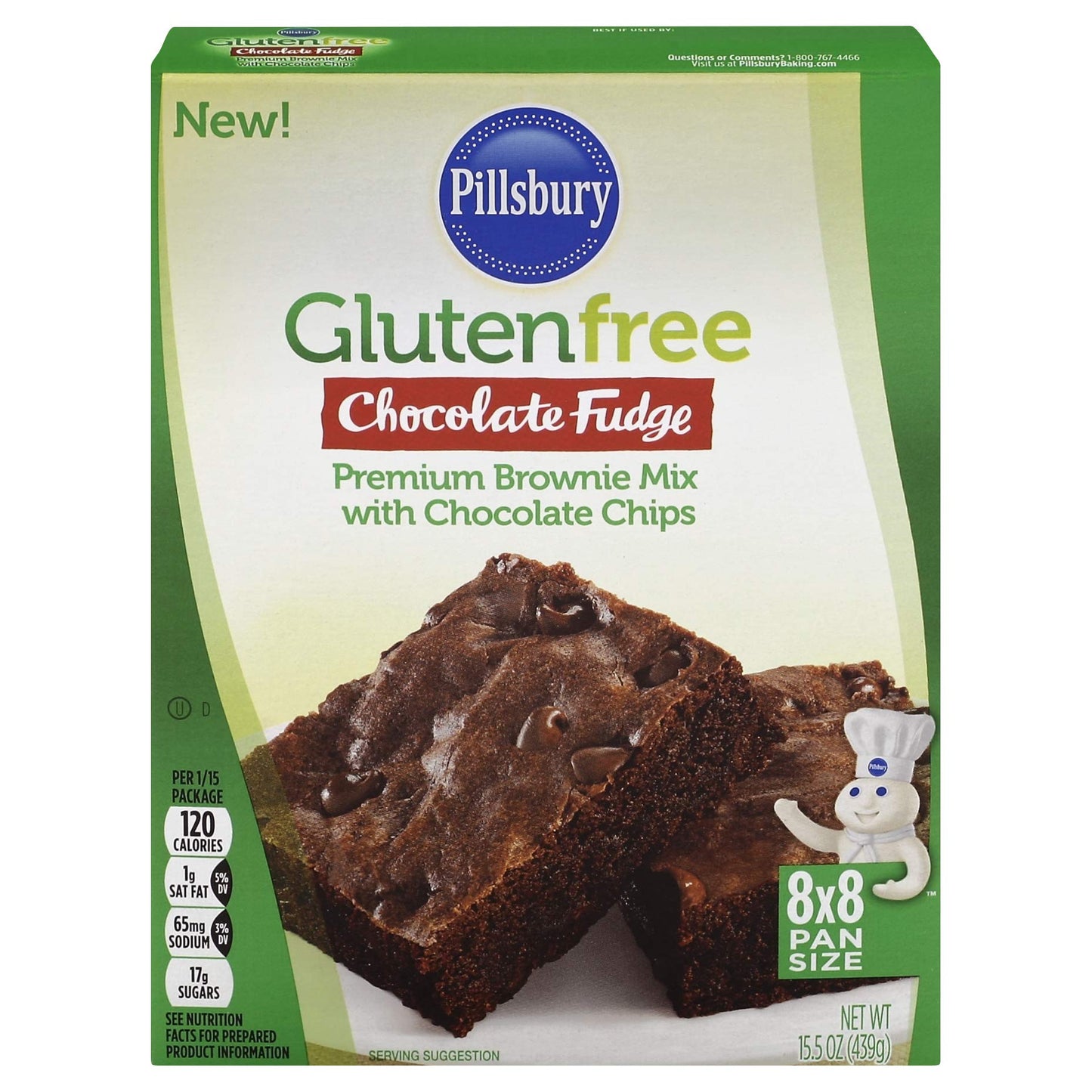 Pillsbury Gluten Free Chocolate Fudge Brownie Mix with Chocolate Chips, 15.5-Ounce (Pack of 12)