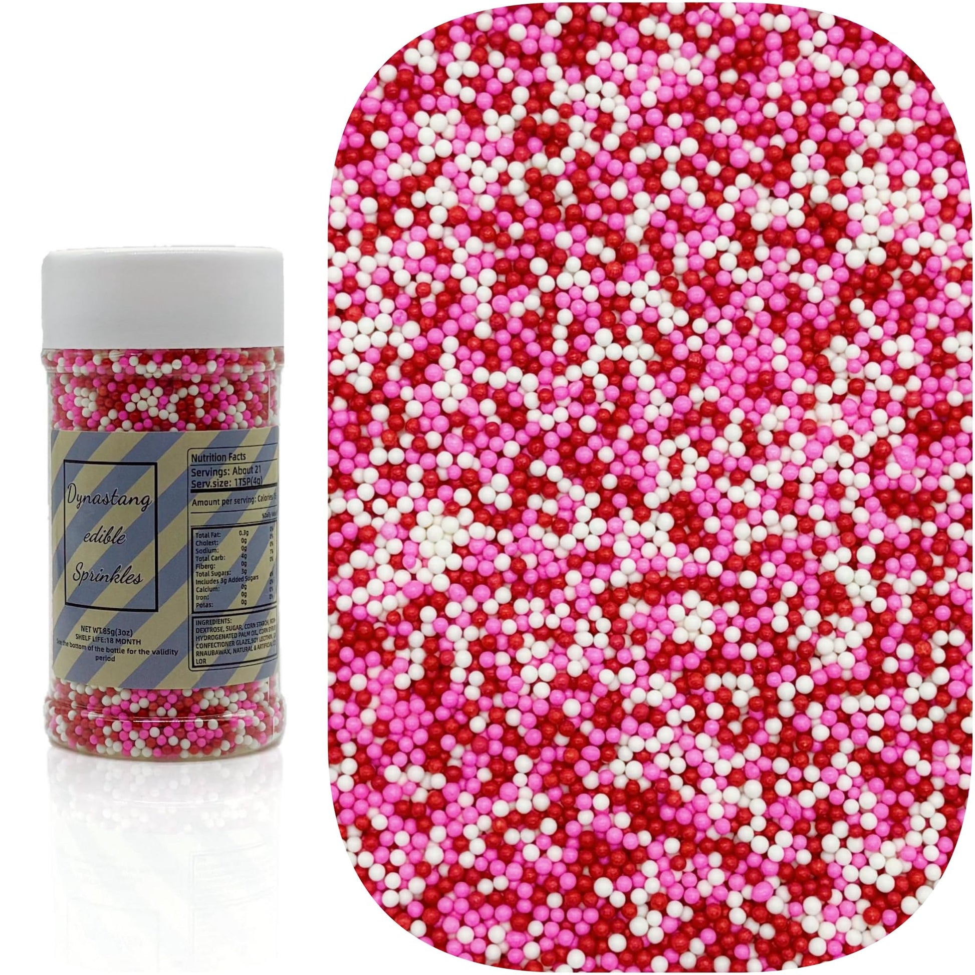 Dynastang 2mm Red & Pink & White Pearls Sprinkles Edible Pearls Cake Decorating Stars Cake Decorations Cupcake Toppers Cookie De
