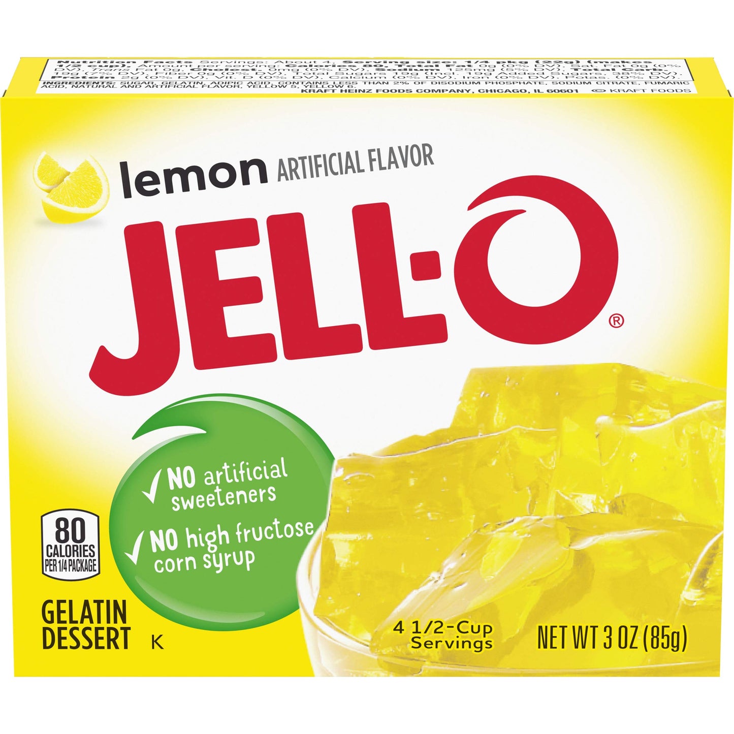 Jell-O Lemon Gelatin Mix (3 Oz Boxes  Pack Of 24)