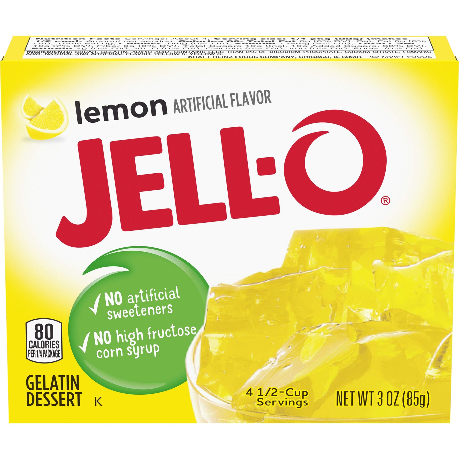 Jell-O Lemon Gelatin Mix (3 Oz Boxes  Pack Of 24)