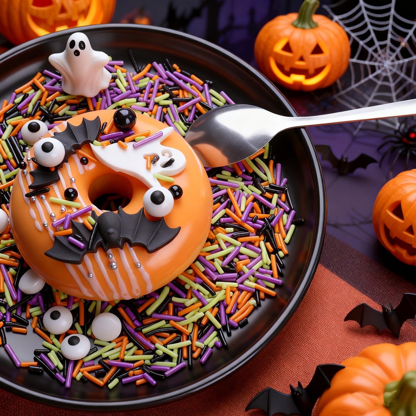Halloween Sprinkles Mix with Edible Candy Eyes - Black Orange Purple Green Jimmies for Cake Decorating  Cookies  Cupcakes  Baking  and Halloween Party Supplies  Scary Theme Sprinkles