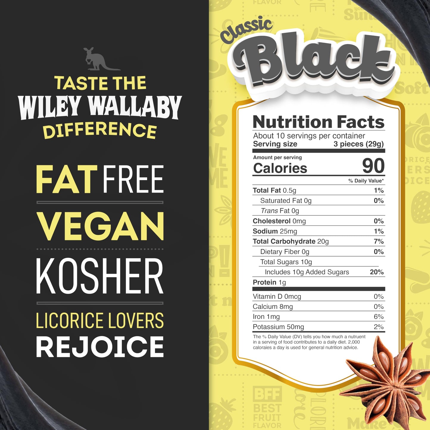 Wiley Wallaby Licorice 10 Ounce Classic Gourmet Soft & Chewy Australian Black Licorice Candy Twists, 10 Pack