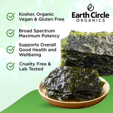 Earth Circle Organics | Organic Nori Seaweed Sheets - Raw, Unheated & Not Roasted | Grade A Certified | Vegan, Paleo, Keto Frien