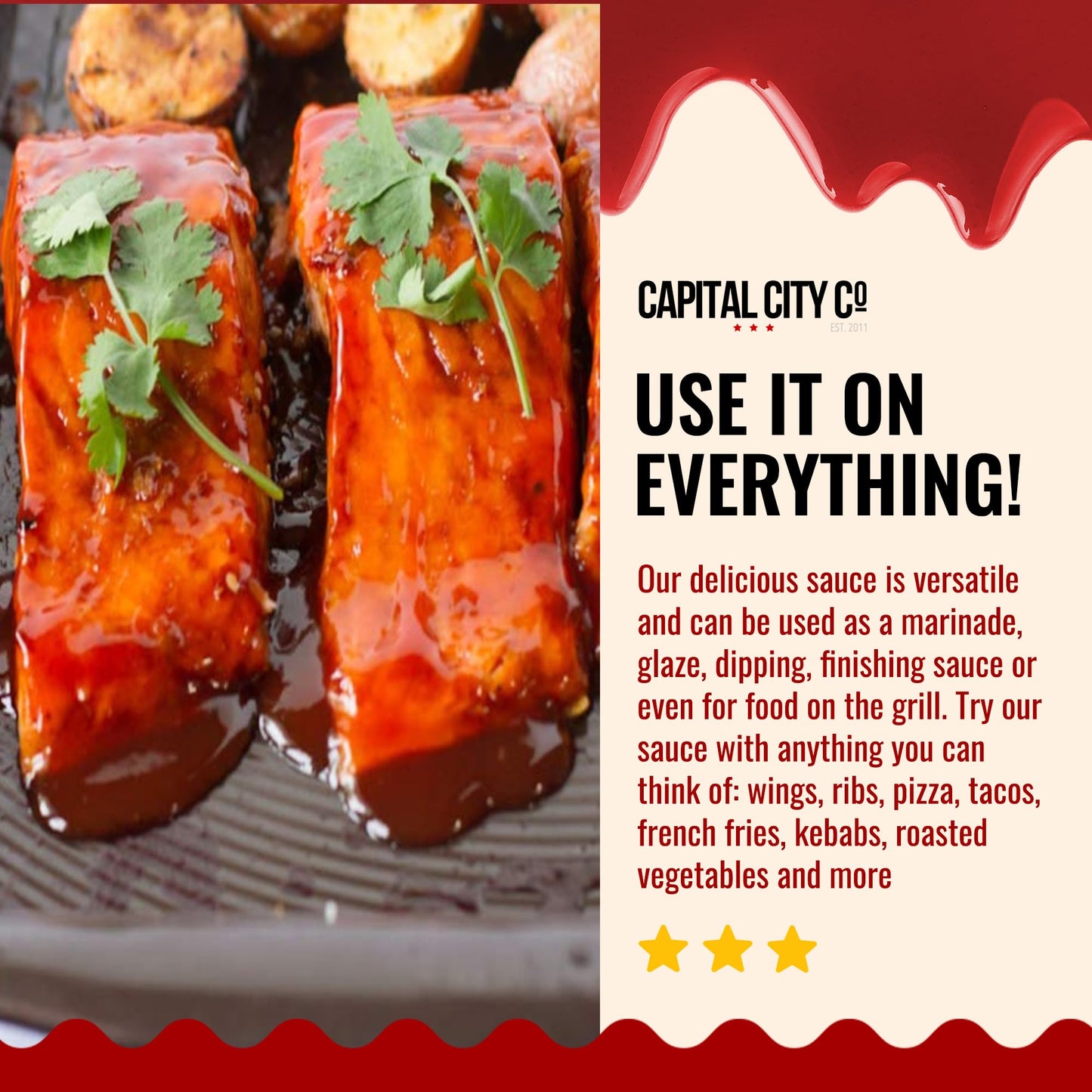 Capital City Mambo Sauce Mild | Washington Dc Wing Sauces | Perfect Condiment For Wings, Chicken, Pork, Beef, Seafood, Burgers,