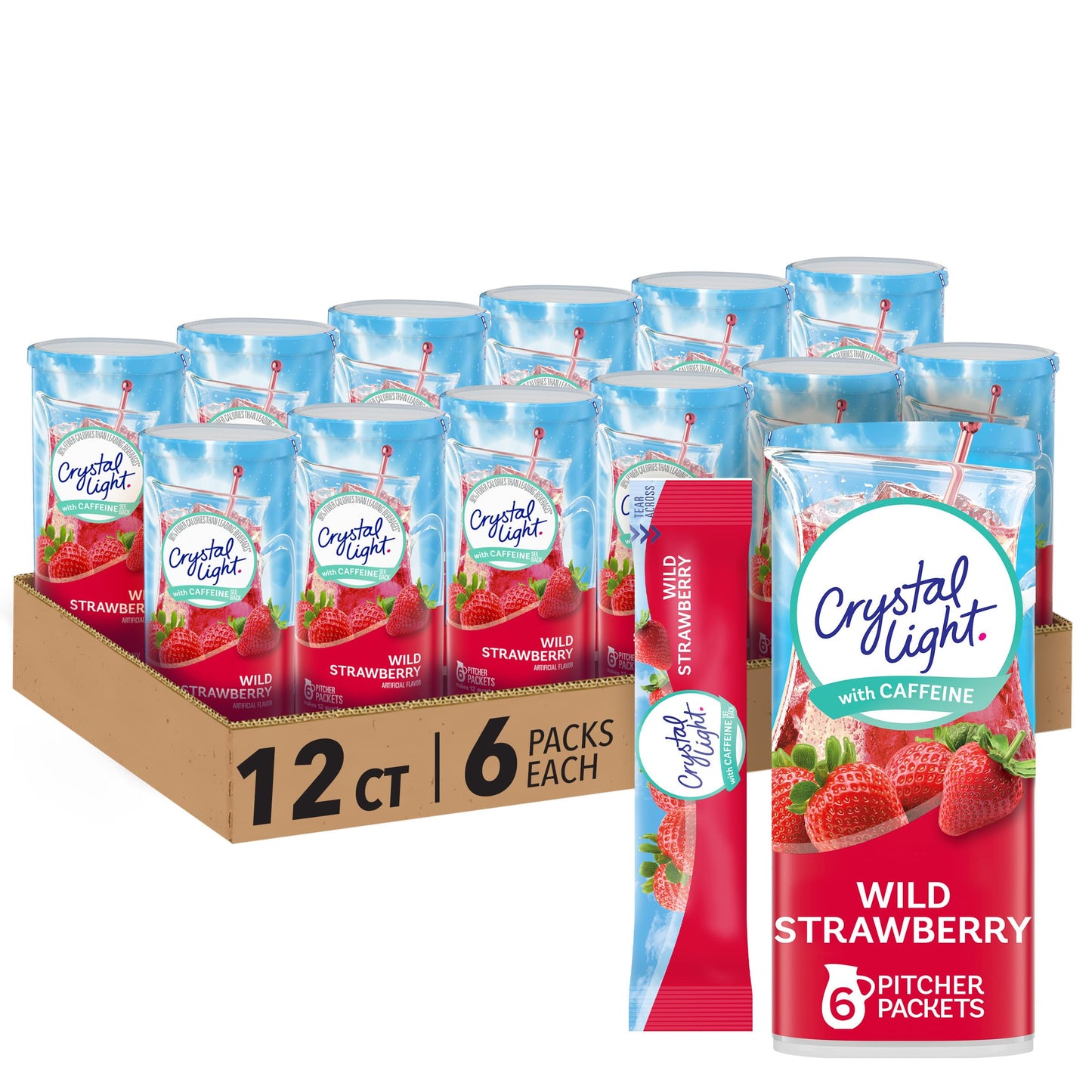 Crystal Light Sugar-Free Energy Drink Mix, Wild Strawberry, 2.53 oz (Pack of 12)