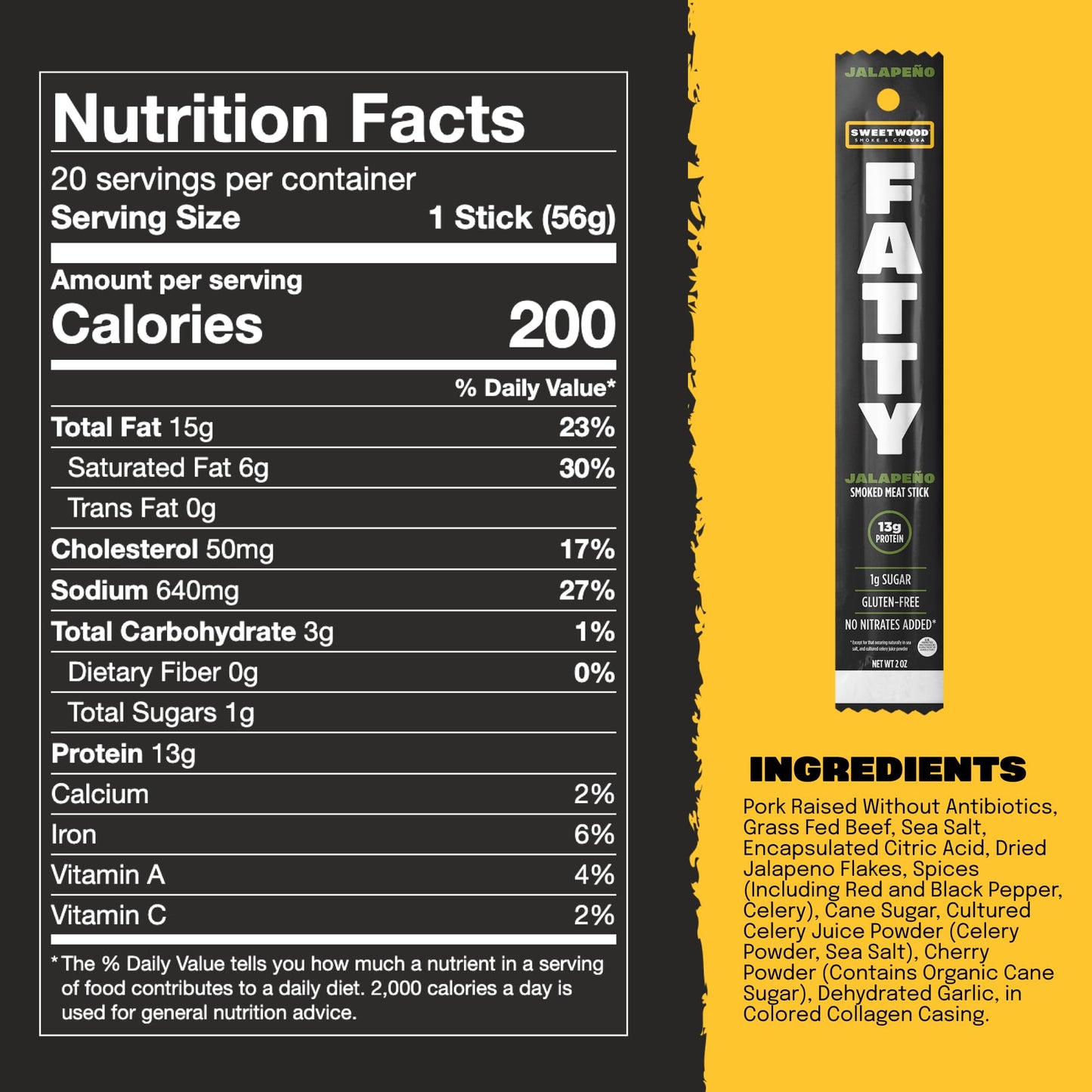 American Made Sweetwood Smokehouse Beef Jerky Sticks - Gluten Free, 11g-21g Protein, Jalapeno, 2 Ounce (Pack of 5)