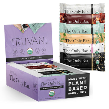 Truvani Plant Based Snack Bar | Variety 12 Pack | 5-8G Protein | Usda Organic And Vegan | The Only Bar | Dairy, Soy, And Gluten 