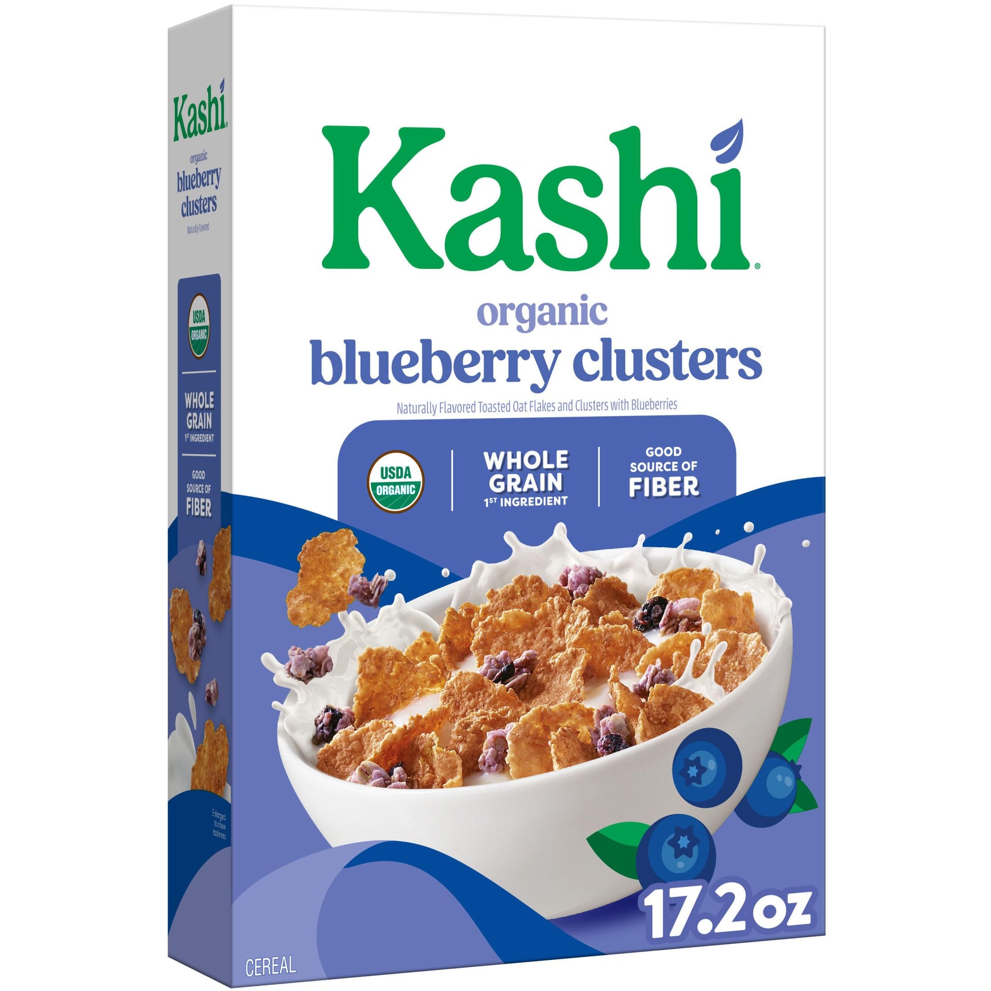Kashi Breakfast Cereal  Organic  Whole Grain  Blueberry Clusters  17.2oz Box (1 Box)
