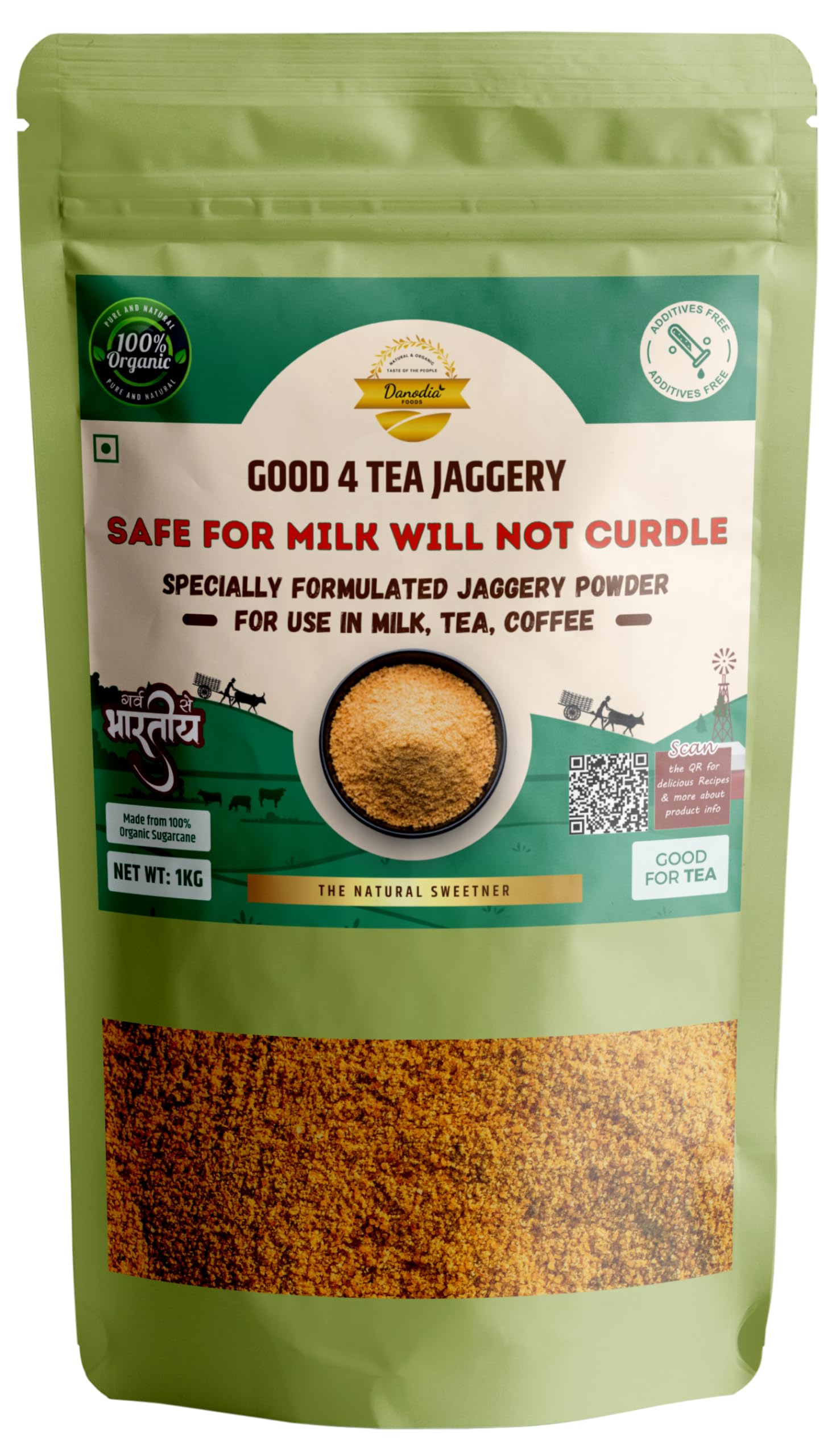 Danodia Foods 2 lbs Organic Jaggery Powder Specially Formulated | For Tea, Milk and Coffee | Brown Sugar Substitute, Non-GMO, Ve