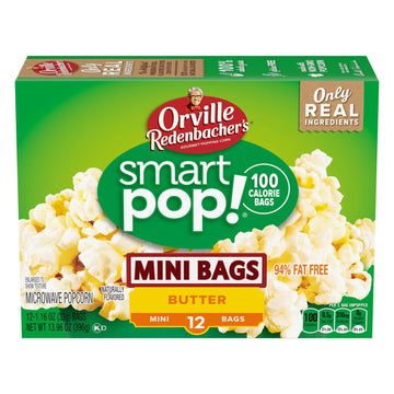 Orville Redenbachers Smart Pop! Butter Popcorn, Microwave Popcorn, 1.6 oz., 12-Count (Pack of 6)