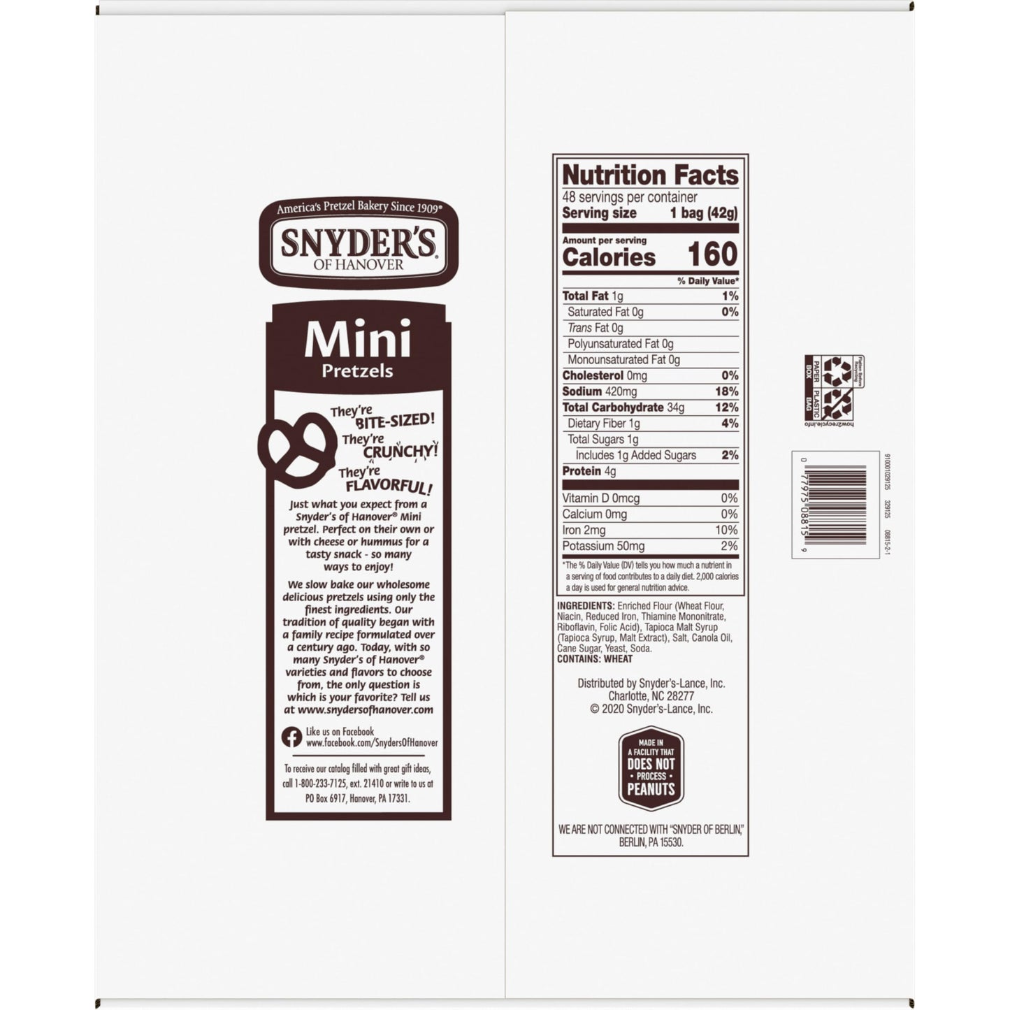 Snyders Of Hanover, Mini Pretzels, Individual Packs, 48 Ct