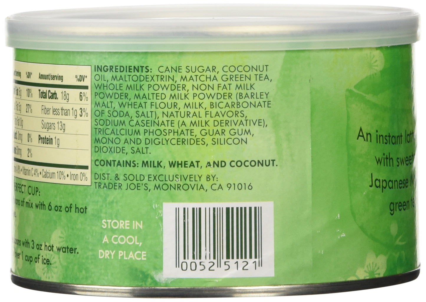 Trader Joe'S Matcha Green Tea Latte Mix, 8 Ounces