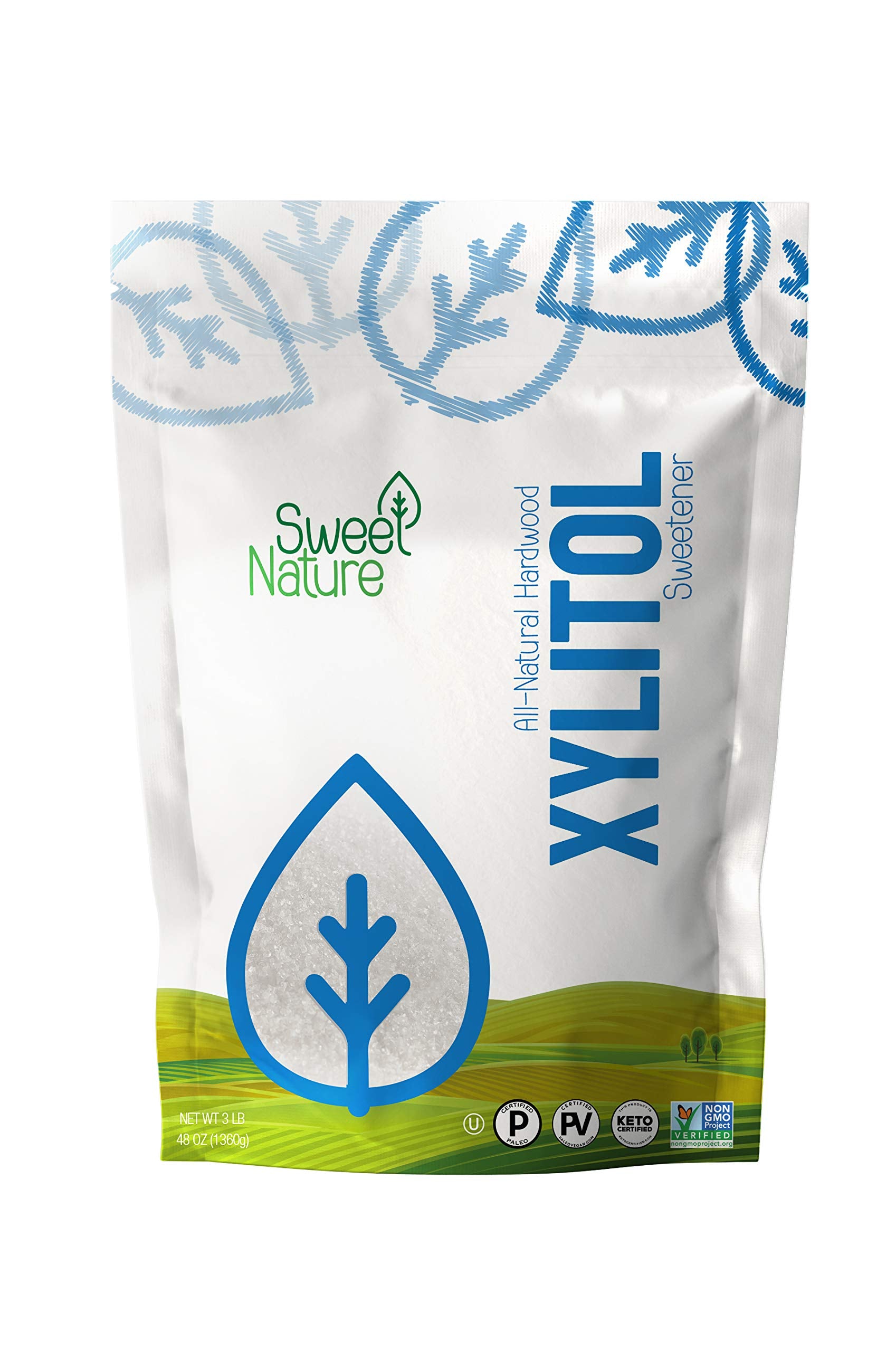 Sweet Nature | Birch Bark Xylitol Sweetener - Great Powdered Sugar Substitute for Diabetics - Natural  Keto Friendly  non-GMO  and Made in USA (3lbs)