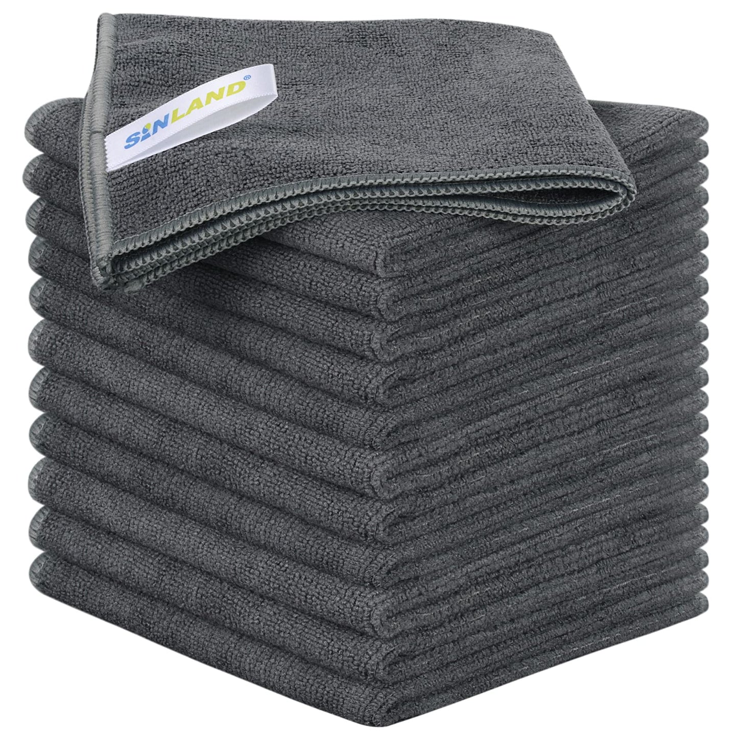 Sinland Microfiber Rag Absorbent Cleaning Cloth Kitchen Dish Cloth Quick Dry Streak Free Dish Rags Glass Cloths 12Inchx12Inch 12