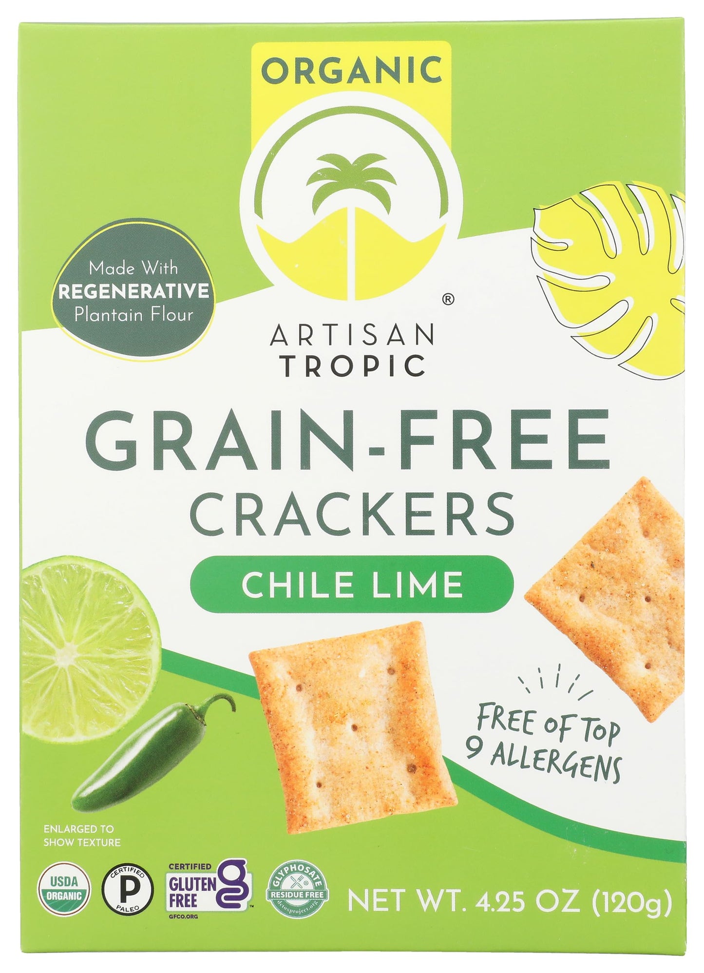 Artisan Tropic Reelie Organic Jalapeno Lime Crackers, 4.25 OZ