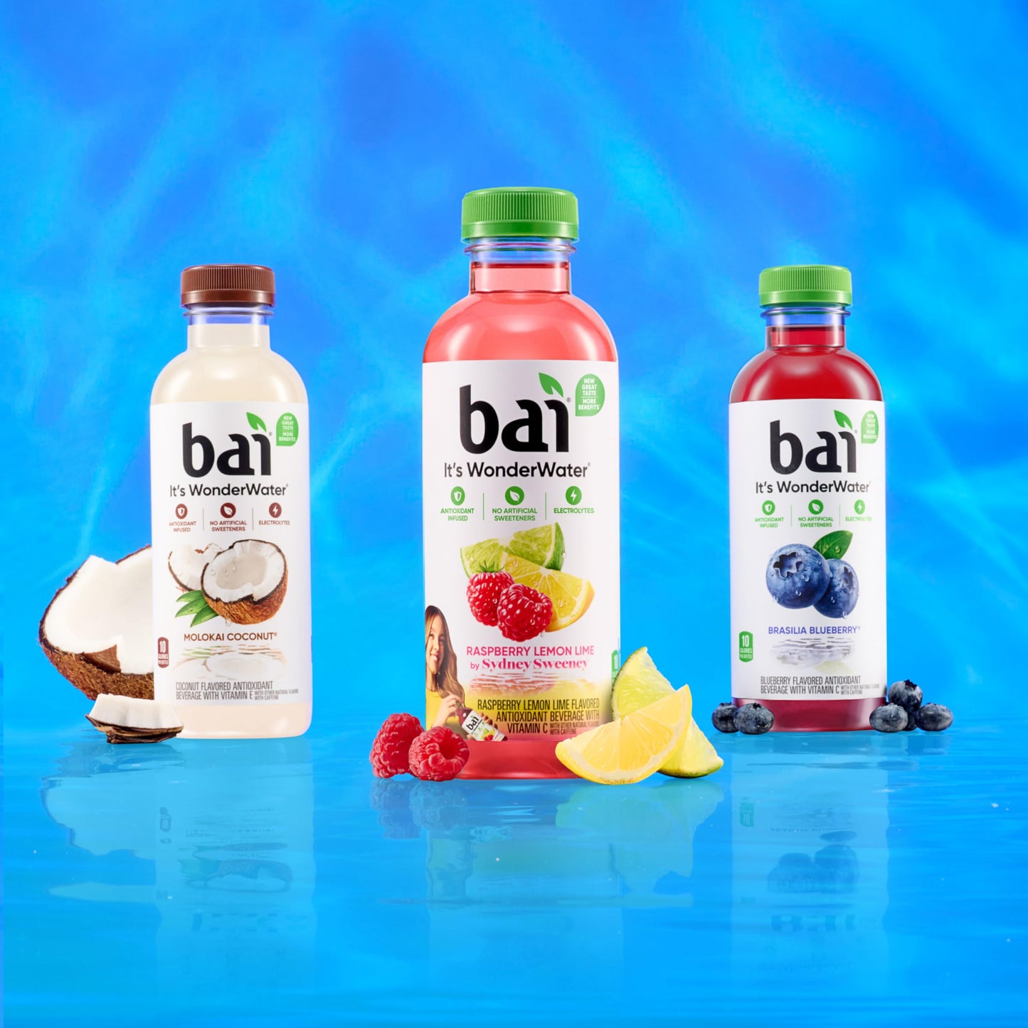 Bai Antioxidant Water Beverage, Raspberry Lemon Lime, Vitamin C, 18 Fl Oz Bottle, 12 Pack - No Artificial Sweeteners