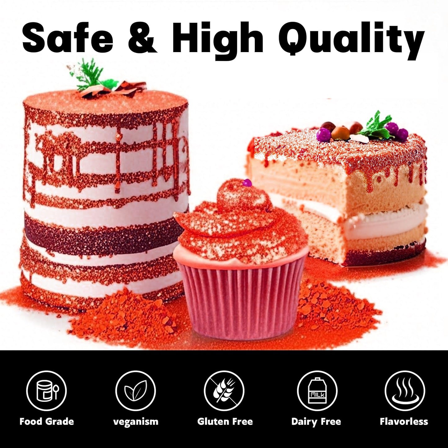 CAKESTAR Edible Glitter Spray, 10g Luster Dust for Cakes & Drinks, Red