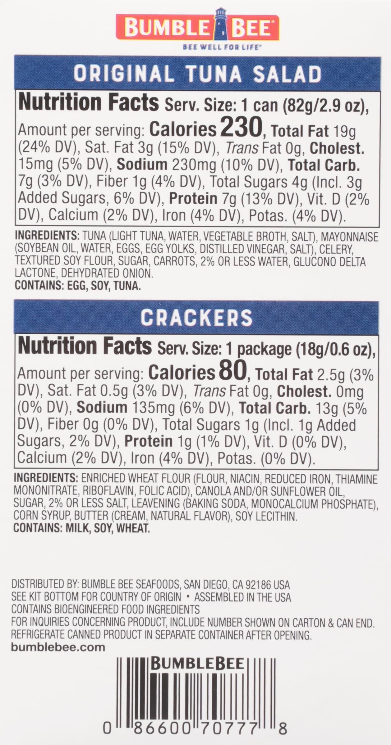 Bumble Bee Snack On The Run Tuna Salad With Crackers Kit, 3.5 Oz (Pack Of 3) - Ready To Eat, Spoon Included - Wild Caught Tuna - Shelf Stable & Convenient Protein Snack