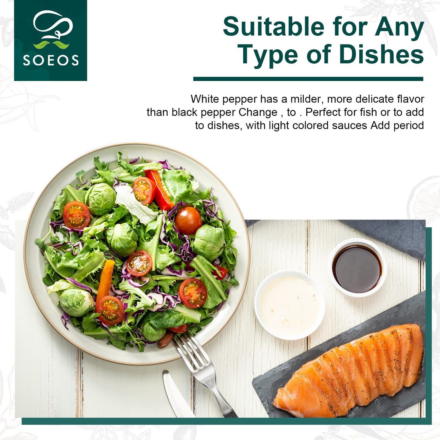 Soeos Organic White Pepper Ground, Non-GMO, 4 oz (113g), Freshly Packed, Ready to Use