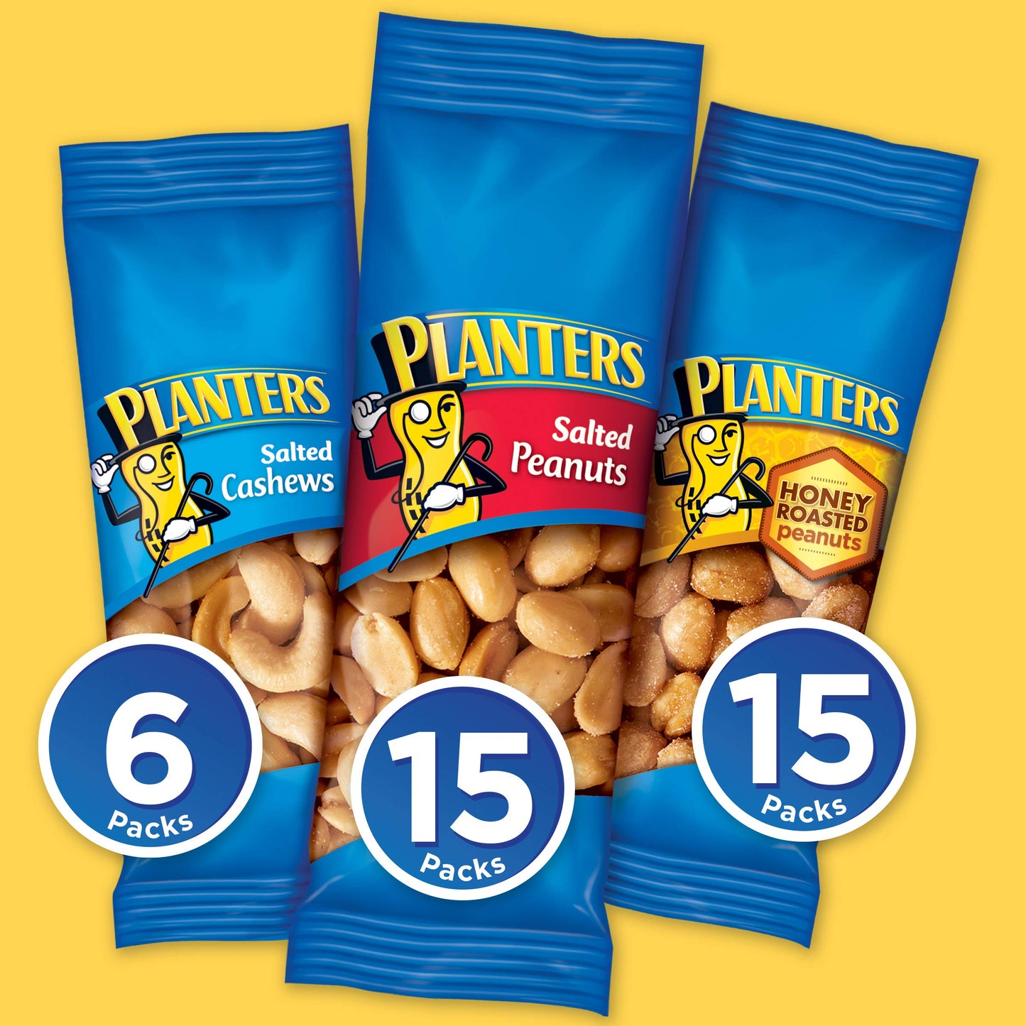 PLANTERS Variety Pack Mixed Nuts, Salted Cashews & Peanuts, 36 Count, On-the-Go Snacks