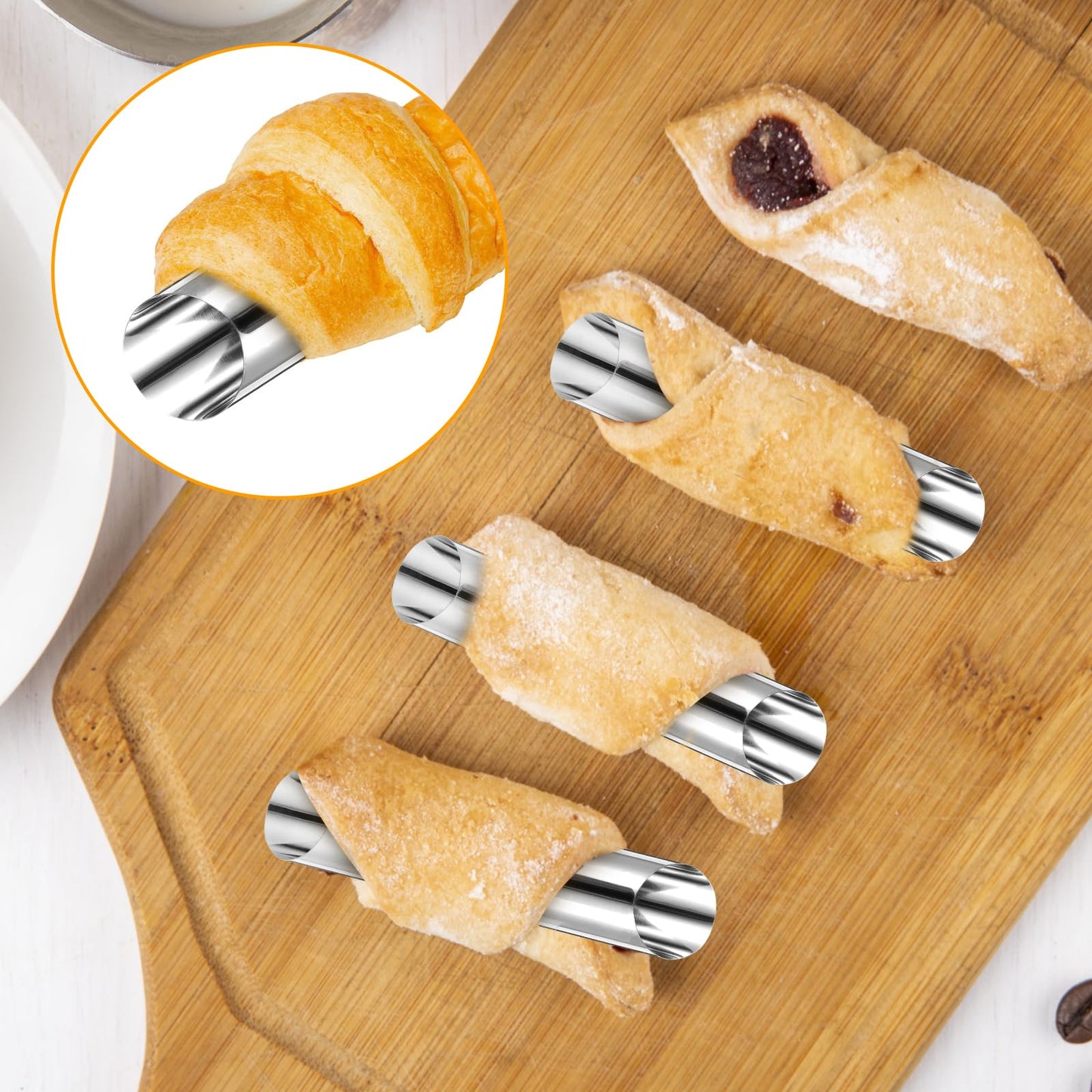 10 Pcs 5 Inch Cannoli Tubes Molds, Large Stainless Steel Cannolis Tubes, Non-Stick Cannoli Forms Cream Horn Danish Pastry Molds