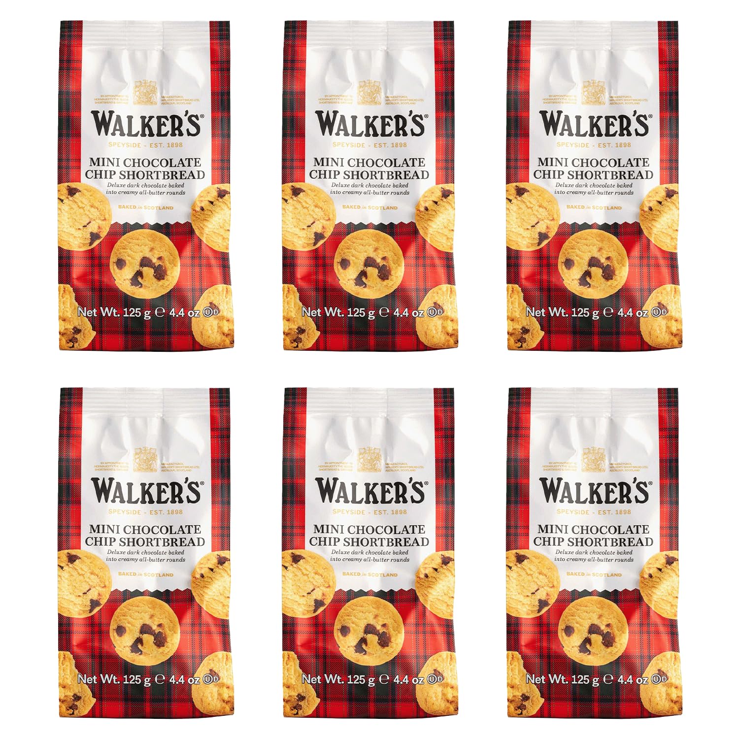 Walker'S Shortbread Mini Chocolate Chip Cookies, Pure Butter Shortbread Cookies, 4.4 Oz (Pack Of 6)