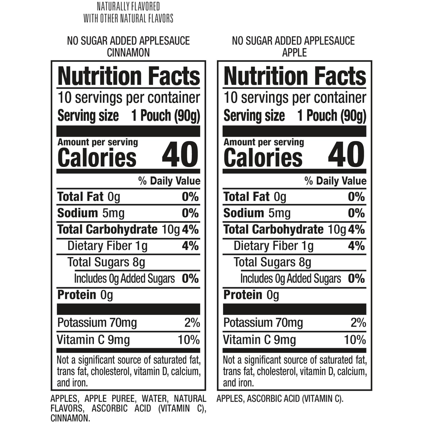 Mott'S No Sugar Added Applesauce Variety Pack, 3.2 Oz Clear Pouches, 20 Pack