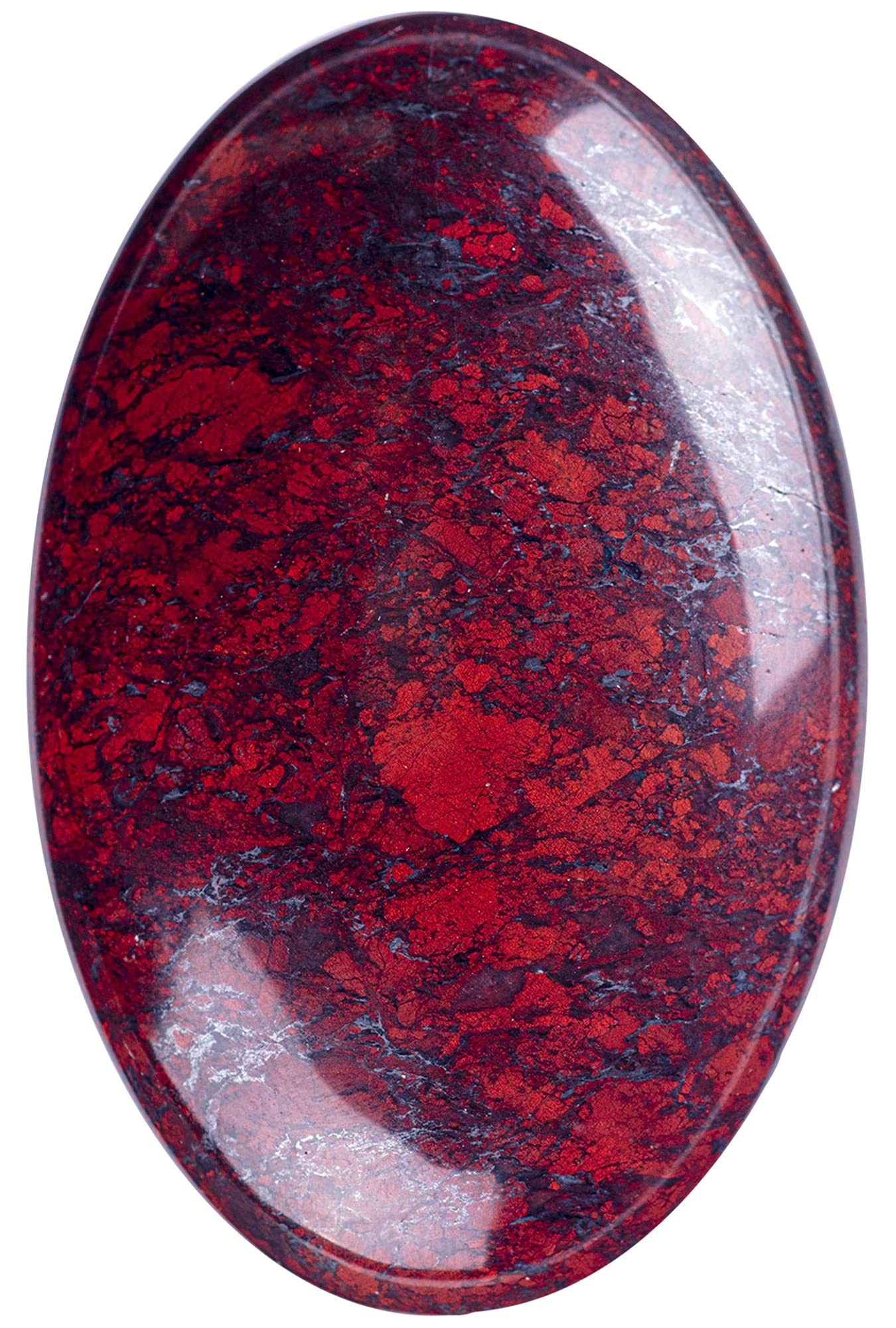 Ufeel Red Flower Jasper Palm Stone Crystal - Natural Chakra Therapy Polished Healing Crystal Oval Pocket Gemstone For Anxiety St