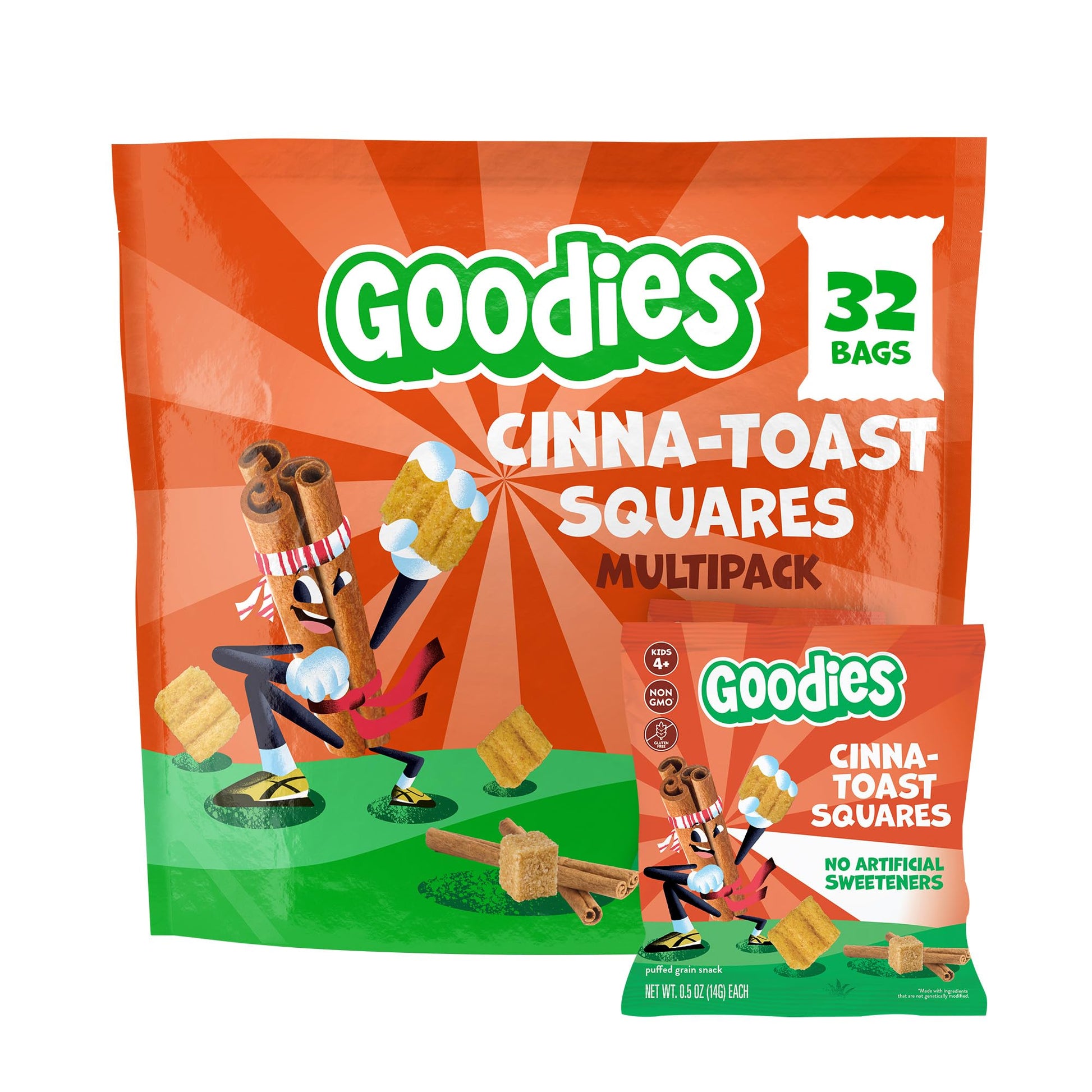 Goodies Cinna-Toast Squares Puffed Grain Kids Snack Multipack, 32 Snack Packs