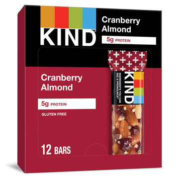 KIND Nut Bars Cranberry Almond Gluten Free Low Sugar 6g Protein 12 Count