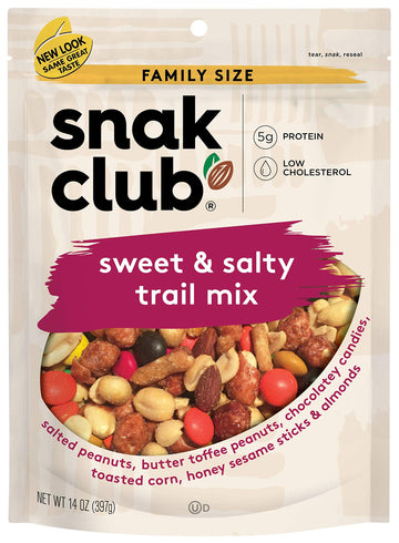 Snak Club Sweet & Salty Trail Mix, Family Size, 14 Ounce, Purple Label