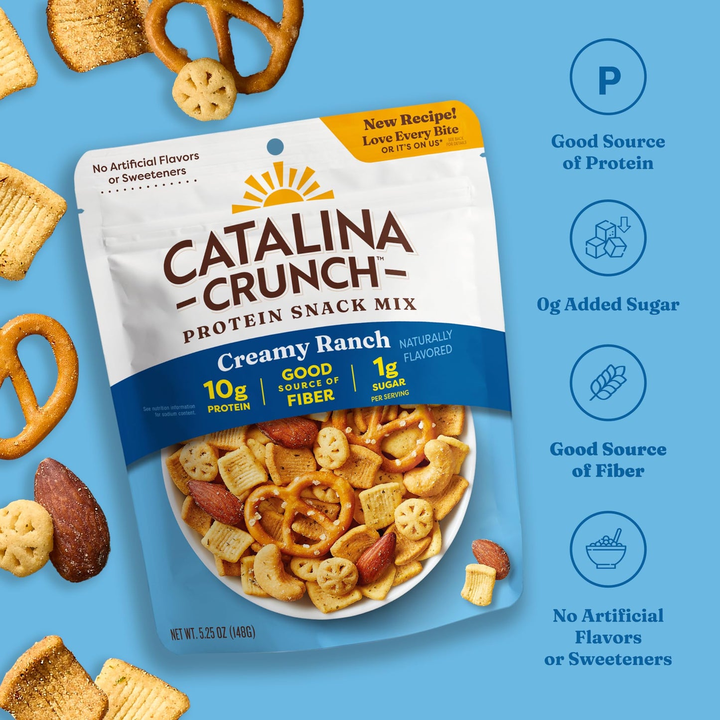 Catalina Crunch Protein Snack Mix - 10G Protein, 1G Sugar Per Serving - Good Source Of Fiber, Keto, Gluten Free - Creamy Ranch, 5.25 Ounce Bag (Pack Of 1)