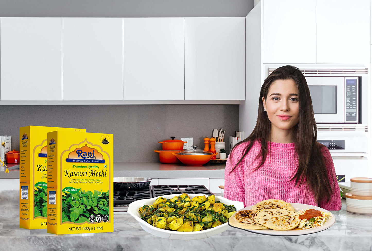Rani Fenugreek Leaves Dried (Kasoori Methi) 14Oz (400G) ~ All Natural | Vegan | Gluten Friendly | Non-Gmo | Indian Origin