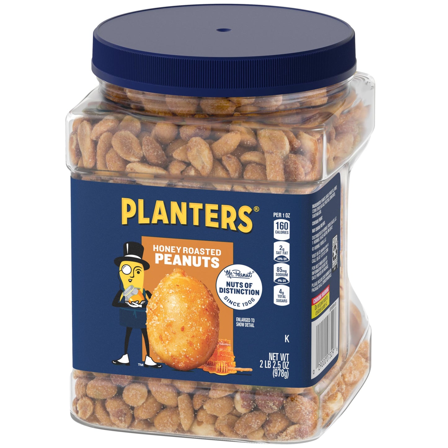 Planters Honey Roasted Peanuts, Sweet & Salty Snacks, Plant-Based Protein, 34.5oz Jar
