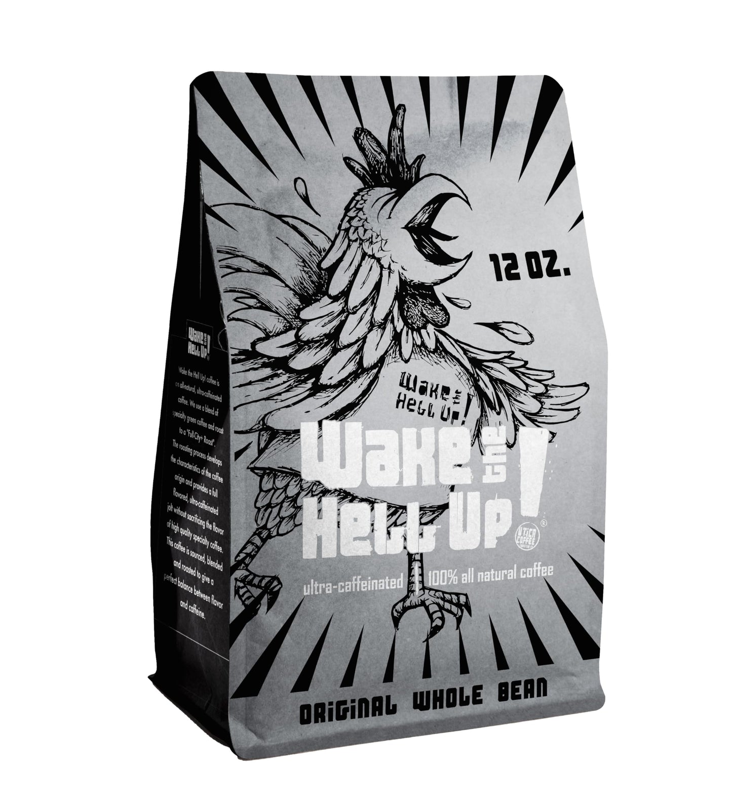Wake The Hell Up! Whole Bean Coffee, Medium-Dark Roast, Low Acid, 12oz
