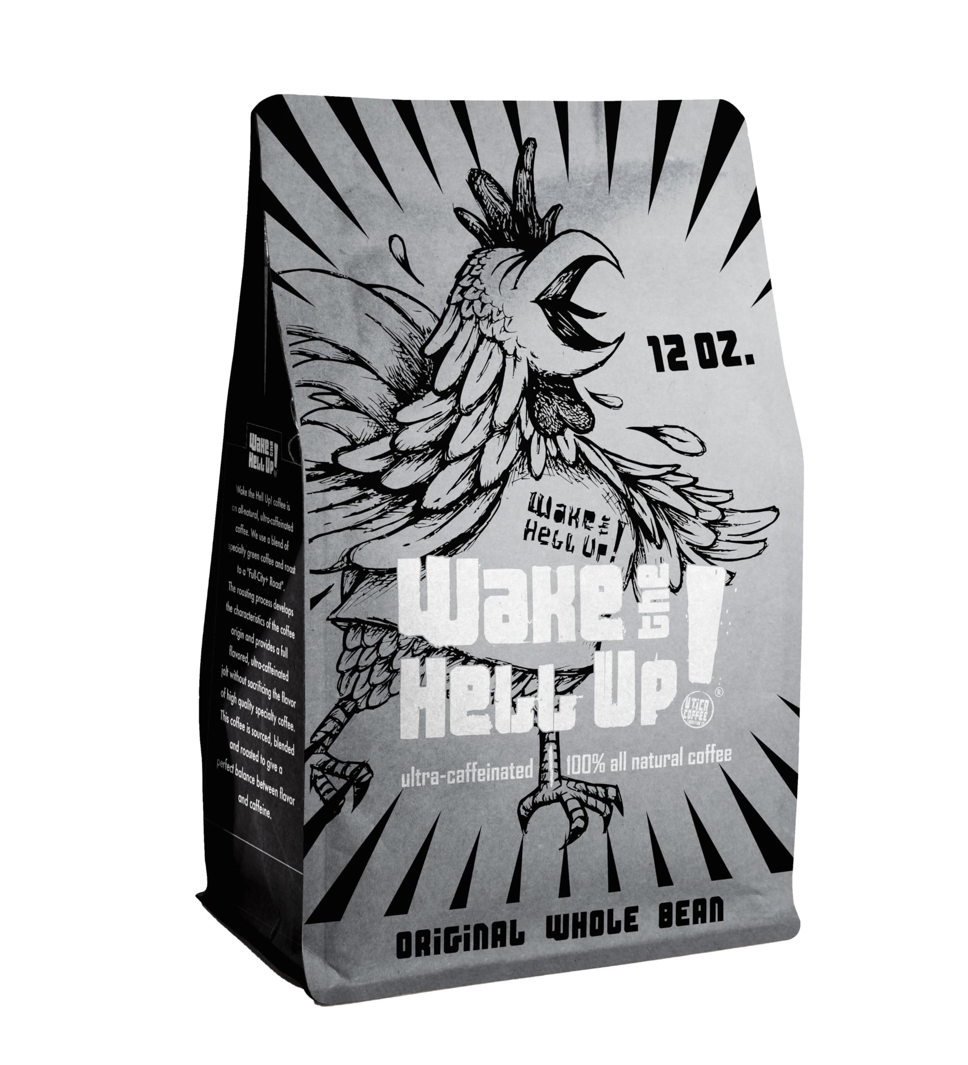 Wake The Hell Up! Whole Bean Coffee, Medium-Dark Roast, Low Acid, 12oz