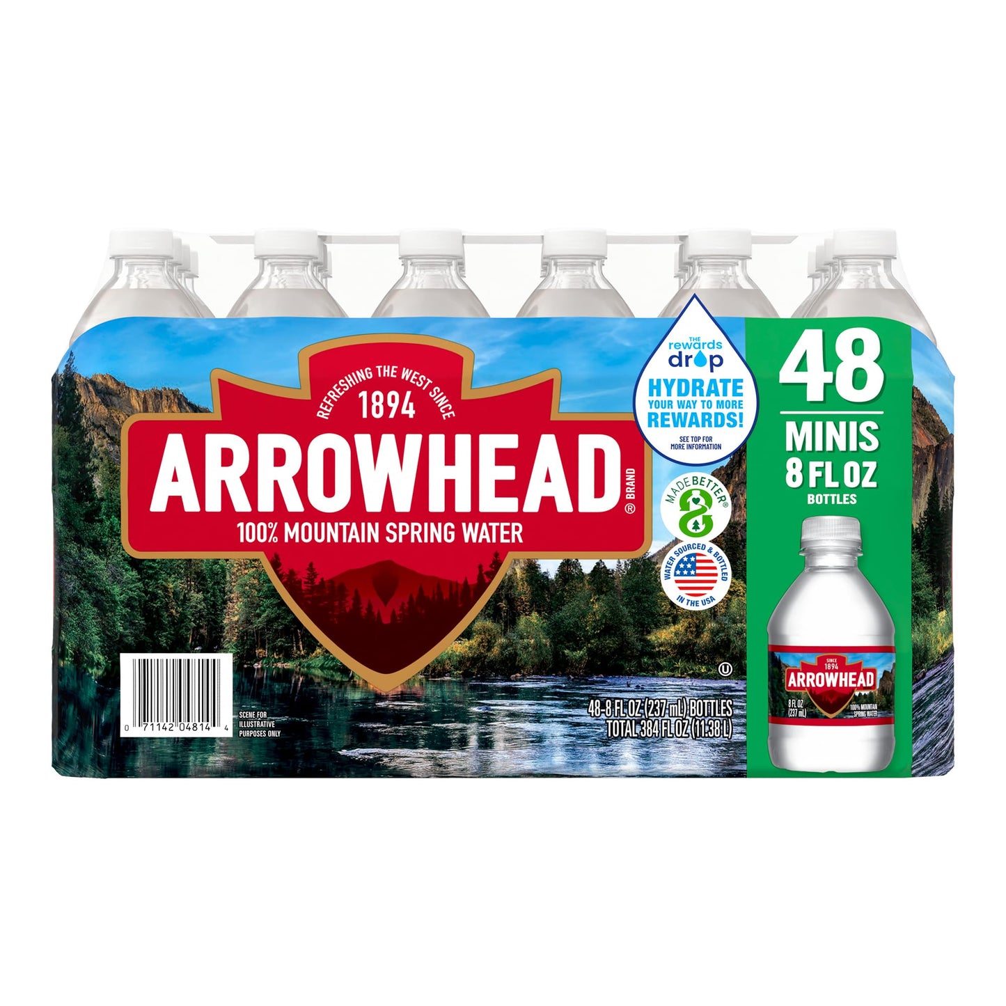 Arrowhead Mountain Spring Water, 8 Oz (Carton of 48)