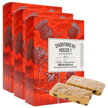 Shortbread House of Edinburgh Truly Handmade Shortbread Fingers with Dark Chocolate & Orange, 6oz Box (Pack of 3)