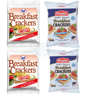 Fiji's FMF - PUNJAS Variety Breakfast Crackers, Light & Crunchy Biscuit Snack (Pack Of 4 x 375) Combo-Deal, Delicious Combinatio